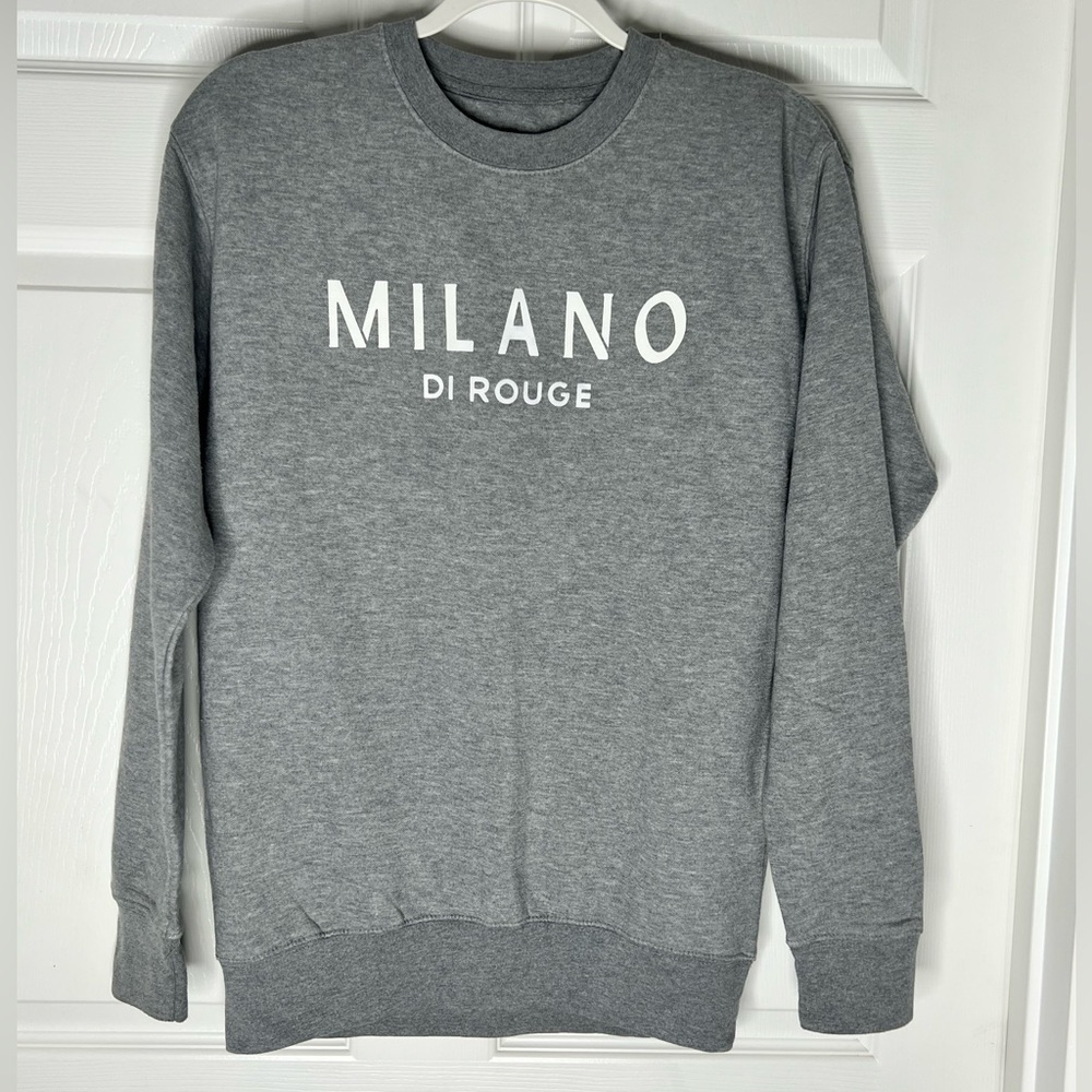 Milano Di Rouge Fleece Lined Sweatshirt Gray Sz S Unisex